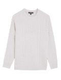 Cable Crew Neck Jumper With Wool