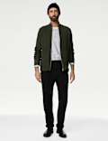 Cotton Blend Ribbed Zip Up Knitted Jacket
