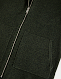 Cotton Blend Ribbed Zip Up Knitted Jacket