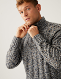 Ribbed High Neck Half Zip Jumper