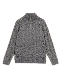 Ribbed High Neck Half Zip Jumper