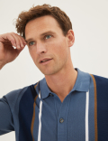 Cotton Modal Striped Knitted Polo Shirt