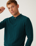 Cotton Modal Textured Knitted Polo Shirt