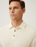 Cotton Rich Textured Knitted Polo Shirt