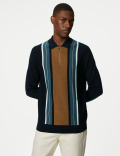 Cotton Rich Striped Knitted Polo Shirt