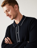 Cotton Rich Textured Knitted Polo Shirt