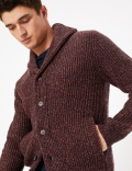 Chunky Shawl Neck Cardigan with Wool