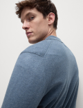 Cotton Rich Zip Up Knitted Polo Shirt
