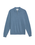 Cotton Rich Zip Up Knitted Polo Shirt