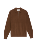 Cotton Rich Zip Up Knitted Polo Shirt