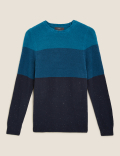 Cotton Block Stripe Crew Neck Jumper
