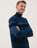 Cotton Rich Chest Stripe Roll Neck Jumper