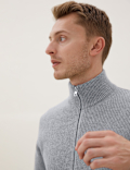 Wool Funnel Neck Knitted Jacket