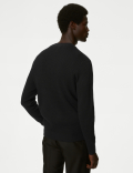 Cotton Blend Textured Crew Neck Jumper