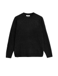 Cotton Blend Textured Crew Neck Jumper