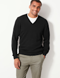 Pure Cotton V-Neck Jumper