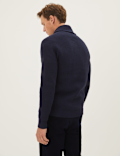 Cotton Blend Ribbed Shawl Collar Cardigan