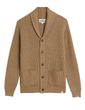 Cotton Blend Ribbed Shawl Collar Cardigan