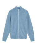 Cotton Blend Zip Up Knitted Jacket