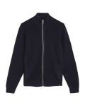 Cotton Blend Zip Up Knitted Jacket
