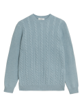 Cotton Blend Cable Crew Neck Jumper