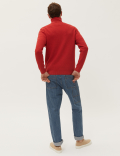 Cotton Blend Ribbed Half Jumper