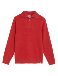Cotton Blend Ribbed Half Jumper