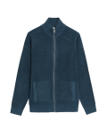 Cotton Blend Funnel Neck Zip Up Jumper