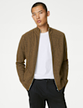 Cotton Blend Funnel Neck Zip Up Jumper