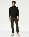 Cotton Blend Funnel Neck Zip Up Jumper