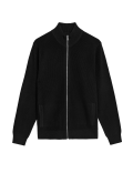 Cotton Blend Funnel Neck Zip Up Jumper