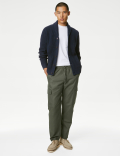 Cotton Blend Textured Shawl Collar Cardigan