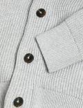Cotton Blend Textured Shawl Collar Cardigan