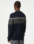 Lambswool Blend Striped Crew Neck Jumper