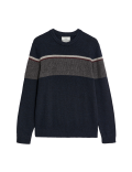 Lambswool Blend Striped Crew Neck Jumper