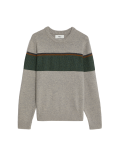 Lambswool Blend Striped Crew Neck Jumper