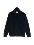 Cotton Blend Ribbed Shawl Collar Cardigan
