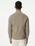 Cotton Blend Funnel Neck Zip Up Jumper