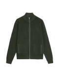 Cotton Blend Funnel Neck Zip Up Jumper