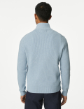 Cotton Blend Ribbed Funnel Neck Jumper