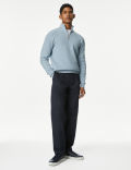 Cotton Blend Ribbed Funnel Neck Jumper