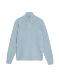 Cotton Blend Ribbed Funnel Neck Jumper