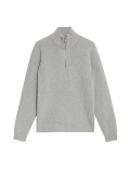 Cotton Blend Ribbed Funnel Neck Jumper