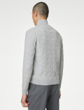 Cotton Blend Cable Funnel Neck Jumper