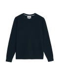 Cotton Blend Textured Crew Neck Jumper