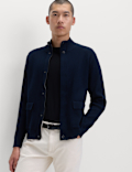 Cotton Blend Ribbed Funnel Neck Jacket