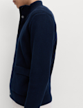 Cotton Blend Ribbed Funnel Neck Jacket