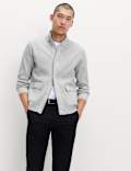 Cotton Blend Ribbed Funnel Neck Jacket