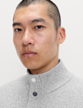 Cotton Blend Ribbed Funnel Neck Jacket