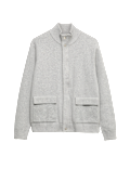 Cotton Blend Ribbed Funnel Neck Jacket